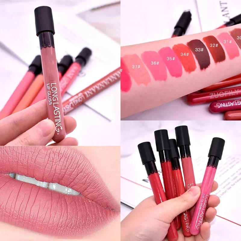 Lip Gloss Lip Makeup Lip Glaze 38 Color Lipstick Waterproof Long Lasting Matte Shimmer Red Brown Lip Gloss Nude Glitter Lip Glaze Sexy Tint Beauty Cosmetic