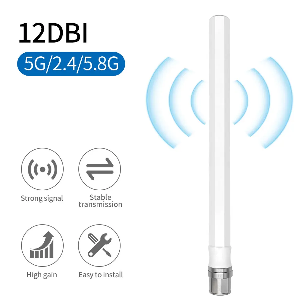 5G Helium Fiberglass Antenna High Gain 12dbi Omni 2.4G 5.8G Outdoor Waterproof Aerial Internet Wireless Receiver Gateway AP