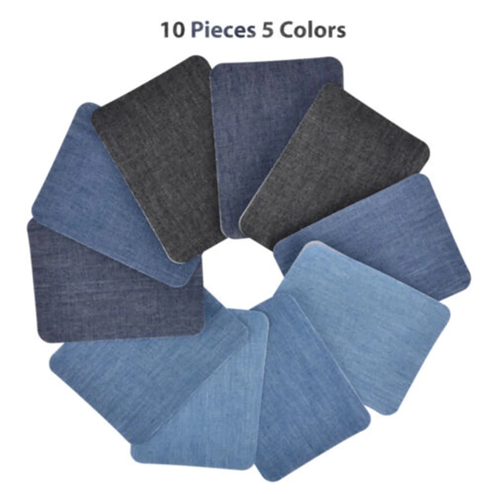 10pcs Denim Patches Sewing Fabric Diy Iron On Elbow Patches Appliques