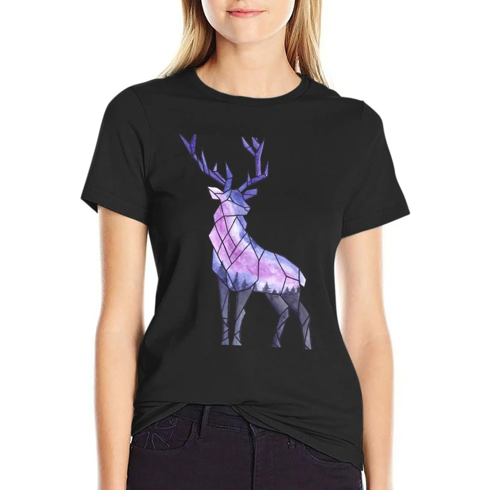 

Geometric Watercolor Galaxy Stag T-Shirt vintage clothes lady clothes new edition t shirts for Women