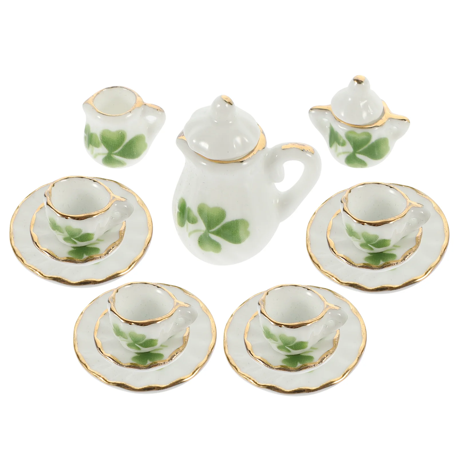 

Miniature Ceramics Tea Cup Set Dollhouse Tea Cup Mini Pattern Teapot Platter Saucer Sets Princess Tea Time Toy Dollhouse