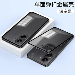 Alloy Metal Lens Protection Case with Transparent Tempered Glass - Shockproof Cover Bumper for POCO F7 (Black)