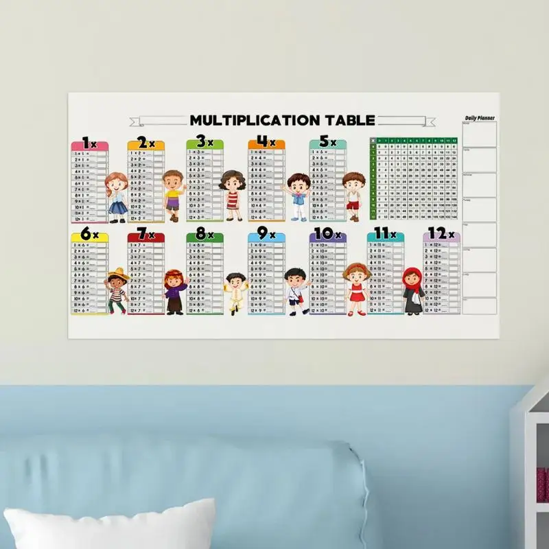Tableau De Multiplication Effaçable à Sec - 80x40 Cm - PVC Réutilisable - Affiche éducative Pour Enfants