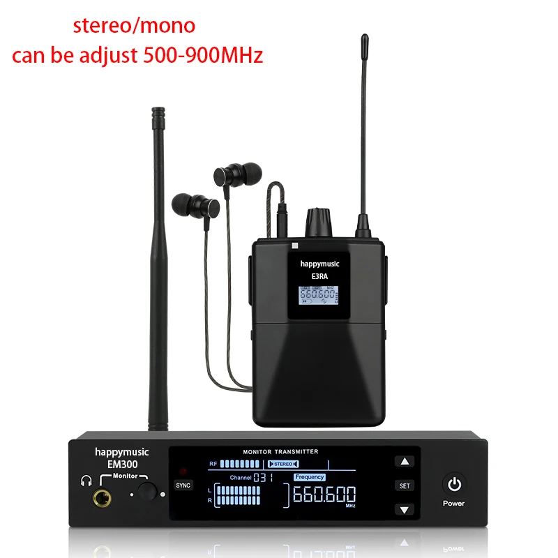 EM300 Professional Wireless In-ear Monitor Stereo/Mono 500-900MZH for Stage Studio