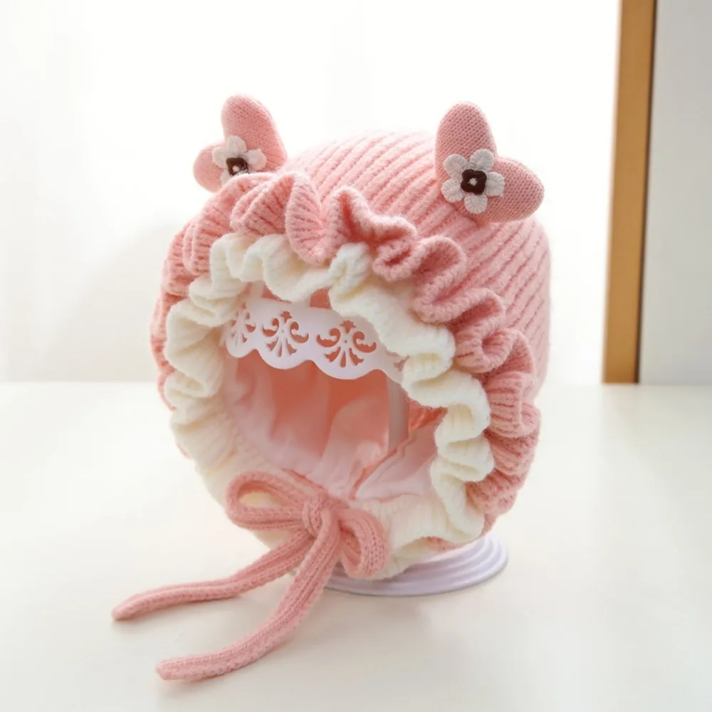 Warm Lace Princess Knitted Cap for Kids