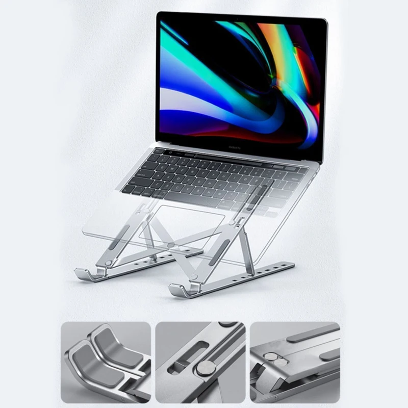 알루미늄 합금 노트북 스탠드 태블릿 홀더 7단계 조절 가능 최대 17.3인치 화면까지 사용 가능한 휴대용 스크린 장치 보관함