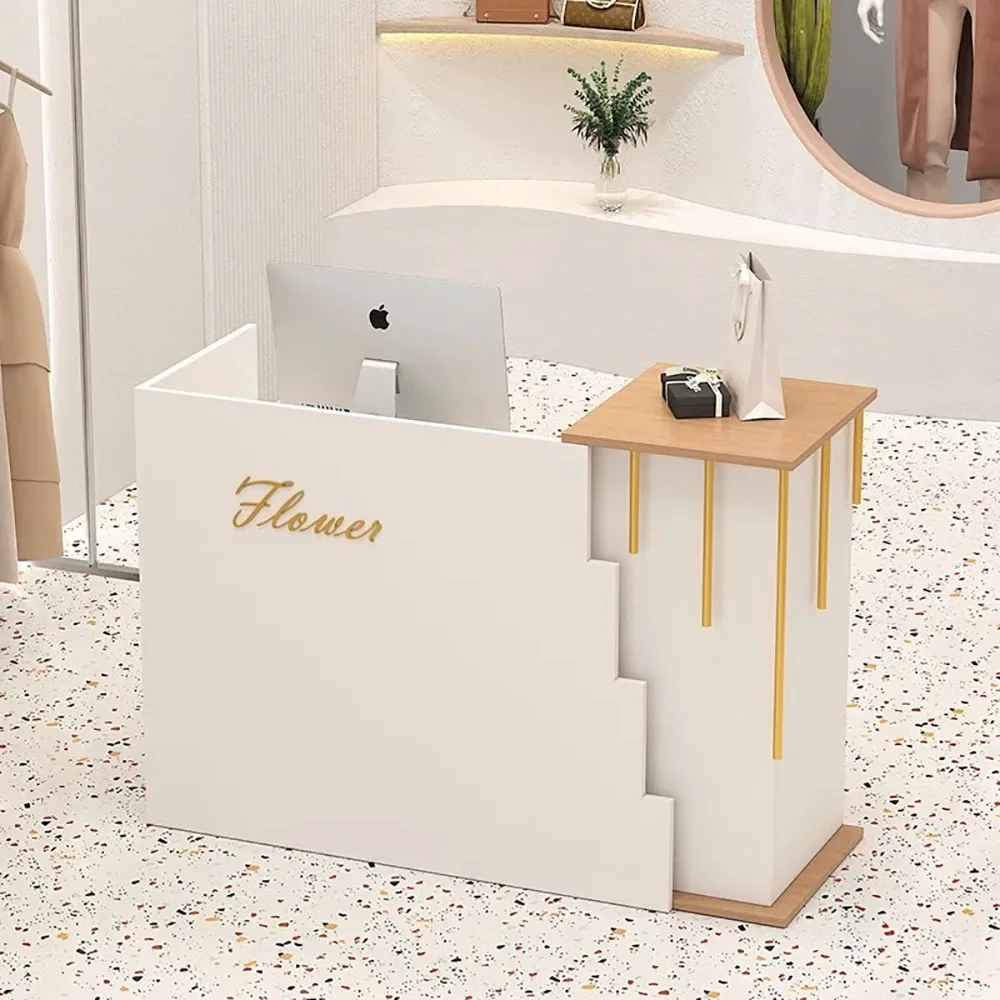 Modern Simple Office Reception Desks Clothing Store Front Desk Cashier Small Bar Table Beauty Salon Reception Desk Counter
