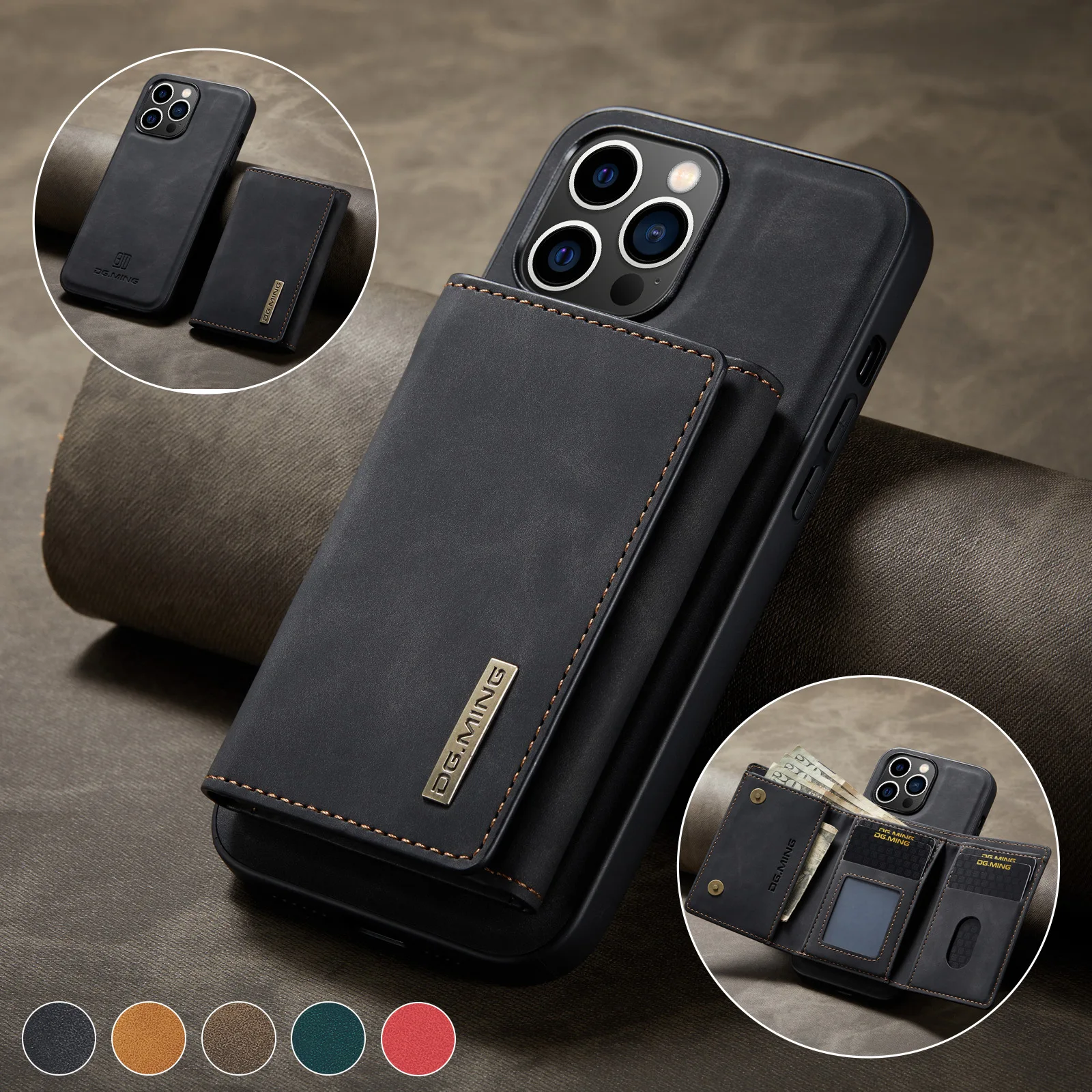 

2in1 Detachable Wallet Card Phone Case for IPhone 12 13 11 14 15 Pro Max XS X XR Magnetic Flip Leather Cover for IPhone 15 Plus