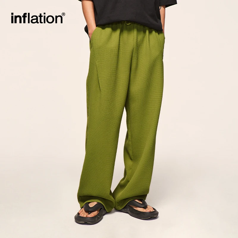 Vintage Waffle Wide Leg Pants Men Casual Sweatpant Sportswear Unisex Plus Size Track Pant