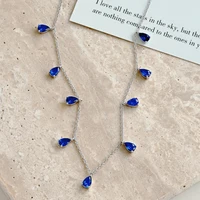 ‌Genuine S925 Sterling Silver Waterdrop Necklace | Cubic Zirconia Adjustable Chain | Tri-Color Jewelry Gift for Her, Anniversary 1