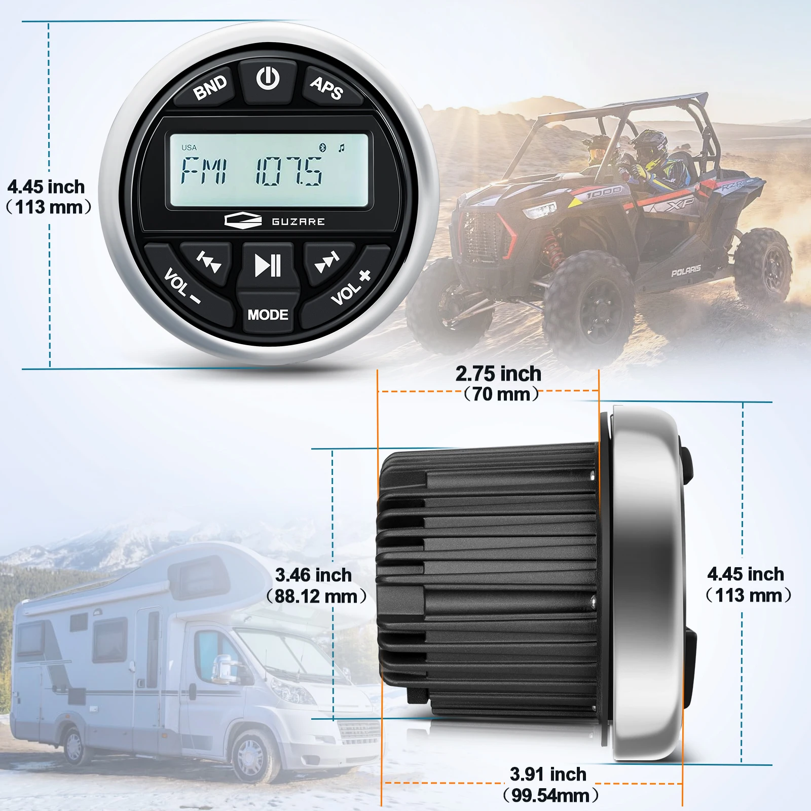 Marine Stereo Radio Bluetooth Audio Receiver For Speed Boats