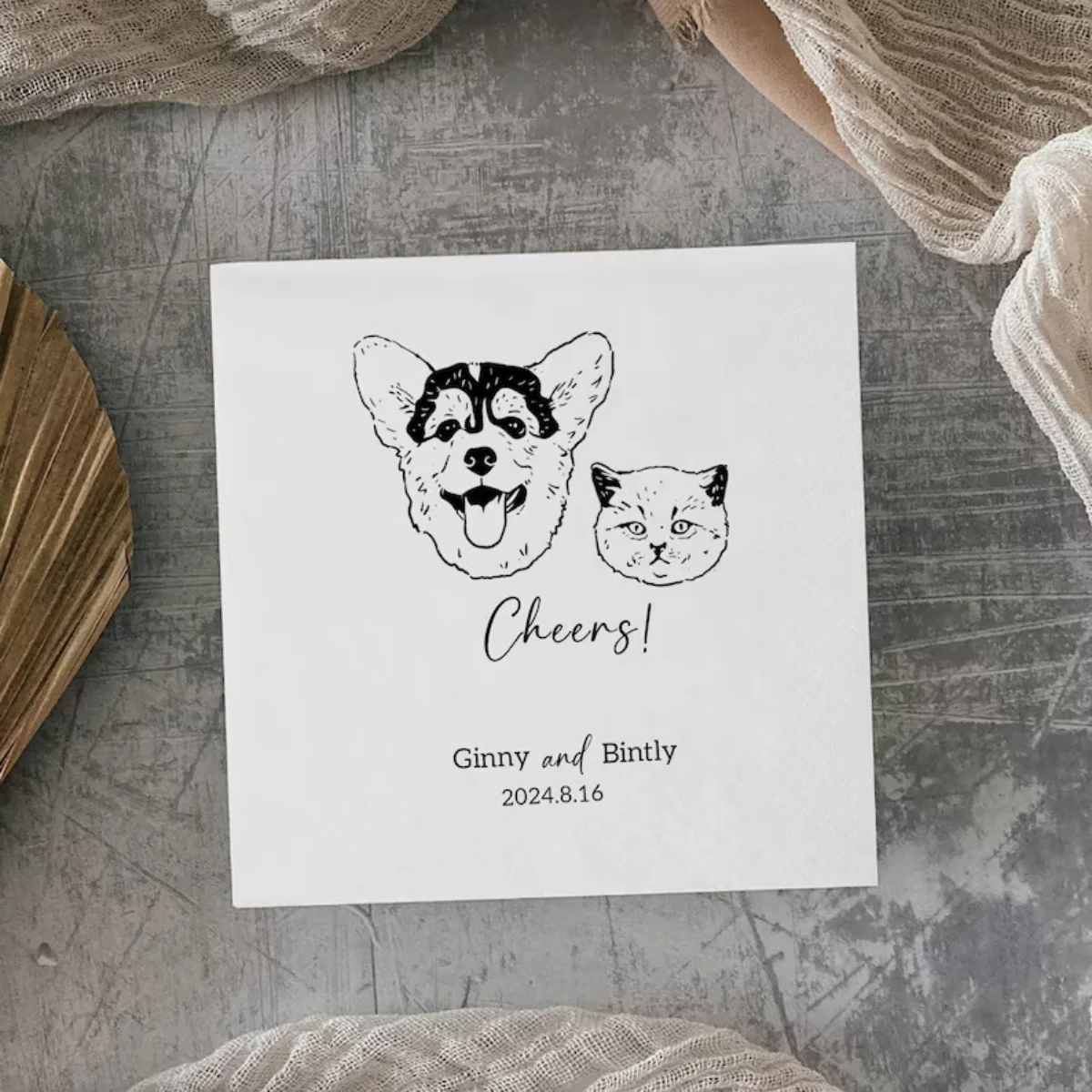 Paper Napkins Custom 50-500pcs for Wedding Cocktail Hen Party Baby Shower