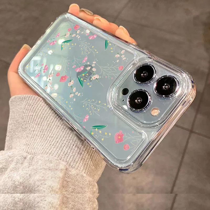 Small Floral Soft Silicone Clear Phone Case
