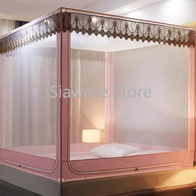 

Pink Queen Bed Frame Mosquito Nets Tent Child Canopy Curtain Anti Mosquito Kids Window Mosquitero Para Cama Room Decoration