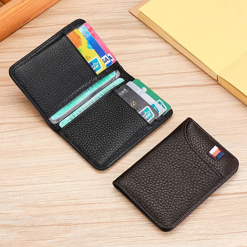 Men Minimalist Slim Card Holder PU Leather Card Wallet Slim Line Thin Mini Small Passport Cover Id Card Holder Male Purse