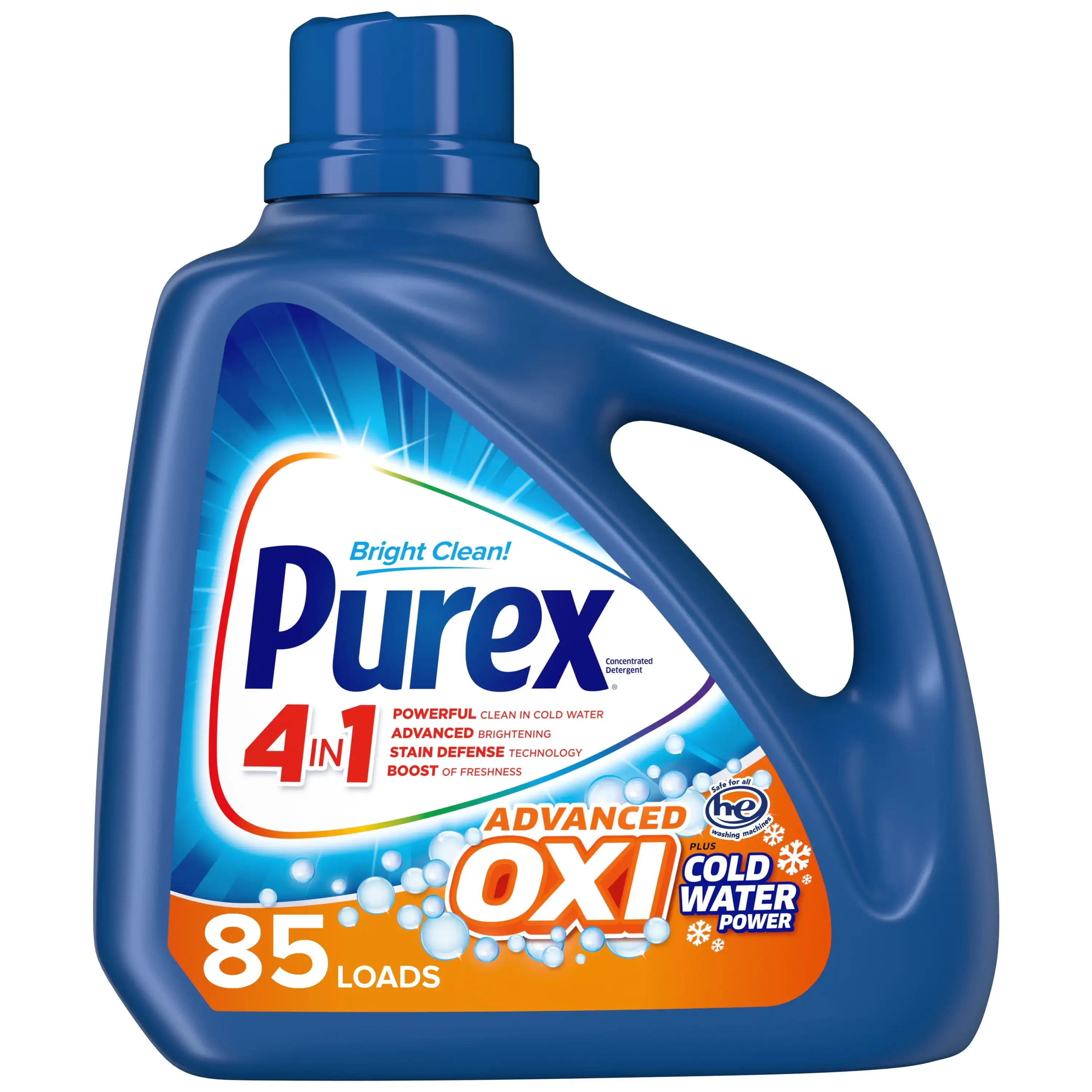 Liquid Laundry Detergent Plus OXI Stain Defense Technology 128 Fluid Ounces 85 Wash Loads For all machines including HE