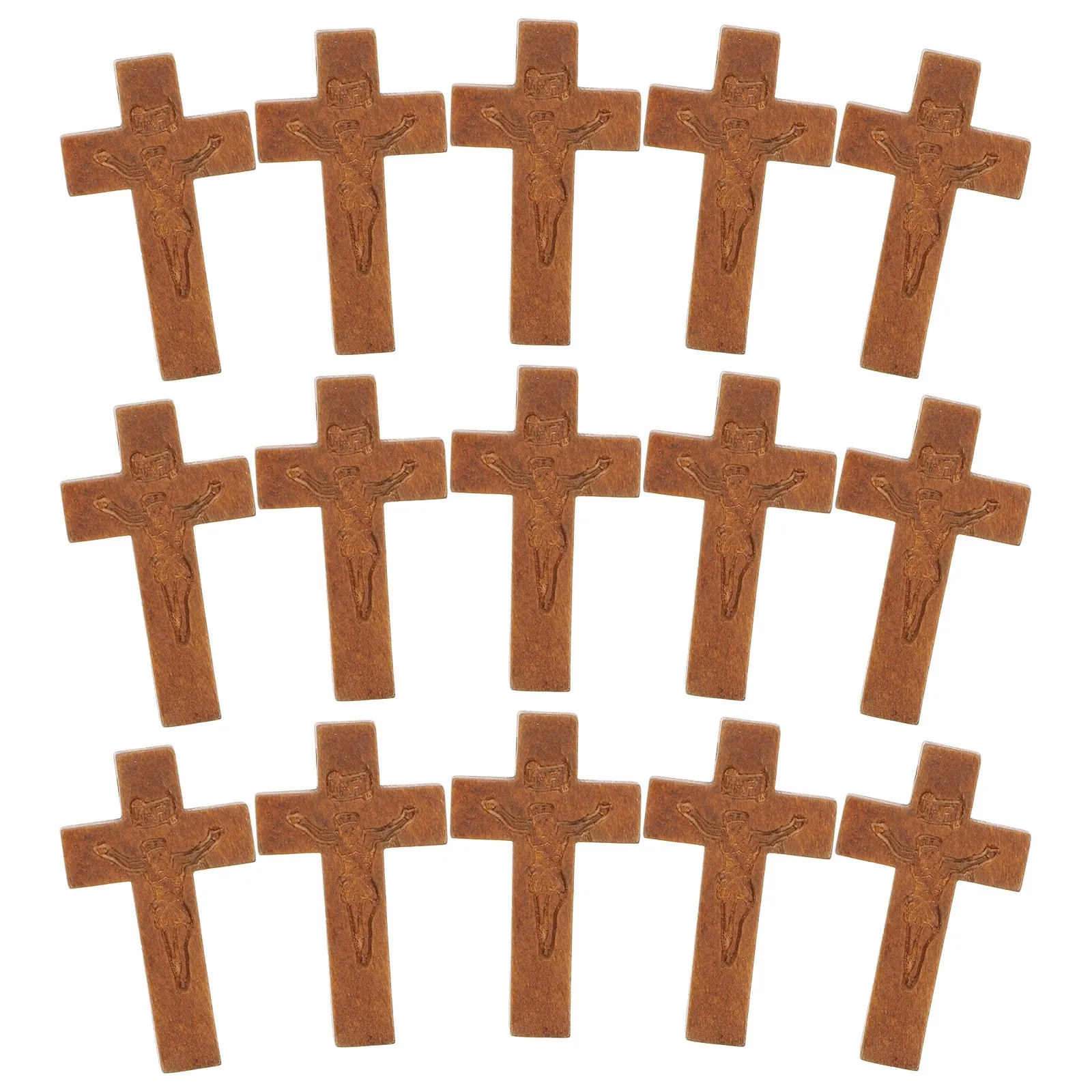 50Pcs 나무로 만든 기독교 십자가 장식품 클래식 예수 십자가 펜던트 DIY ..