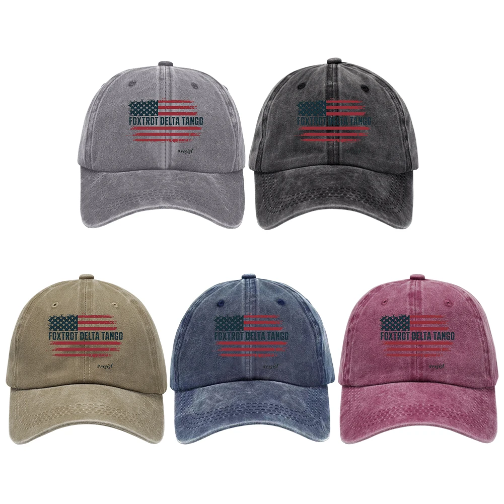 US Flag Baseball Hat Breathable Adjustable Dad Hat Comfortable Washed Cotton Trucker Foxtrot Delta Tango for Men Women