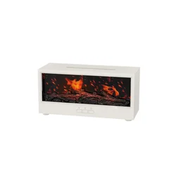 Creative Fireplace Aroma Diffuser with Colorful Flame and Remote Control - 150ml Waterless Auto-Off Air Humidifier for Home and Bedroom Gift (White)