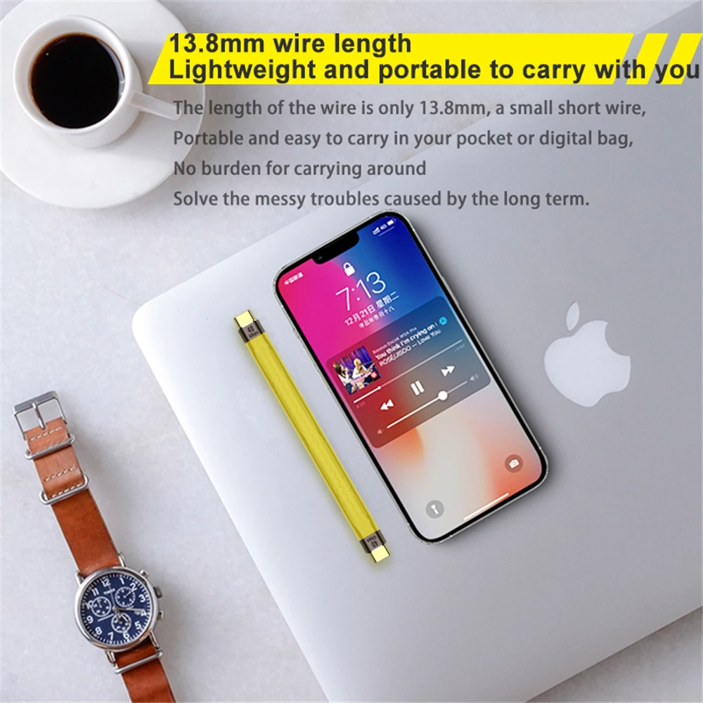 Premium Yellow USB-C Thunderbolt 3 Fast Charging Cable - 100W PD Power, 5A High-Speed Data Transfer, 4K Video Support, 40Gbps, Ultra-Soft Design
