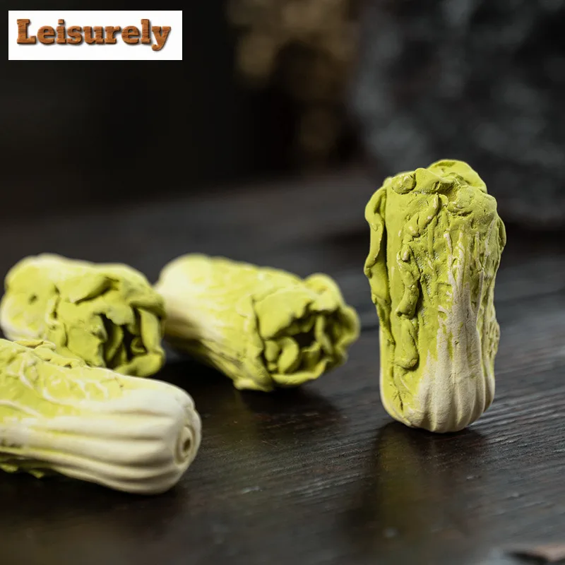 Biomimetic Cabbage Purple Sand Wealth Cabbage Tea Pet Zen Tea Games Tea Figurine Play Toys Tea Statue Ornaments Desktop Supplies