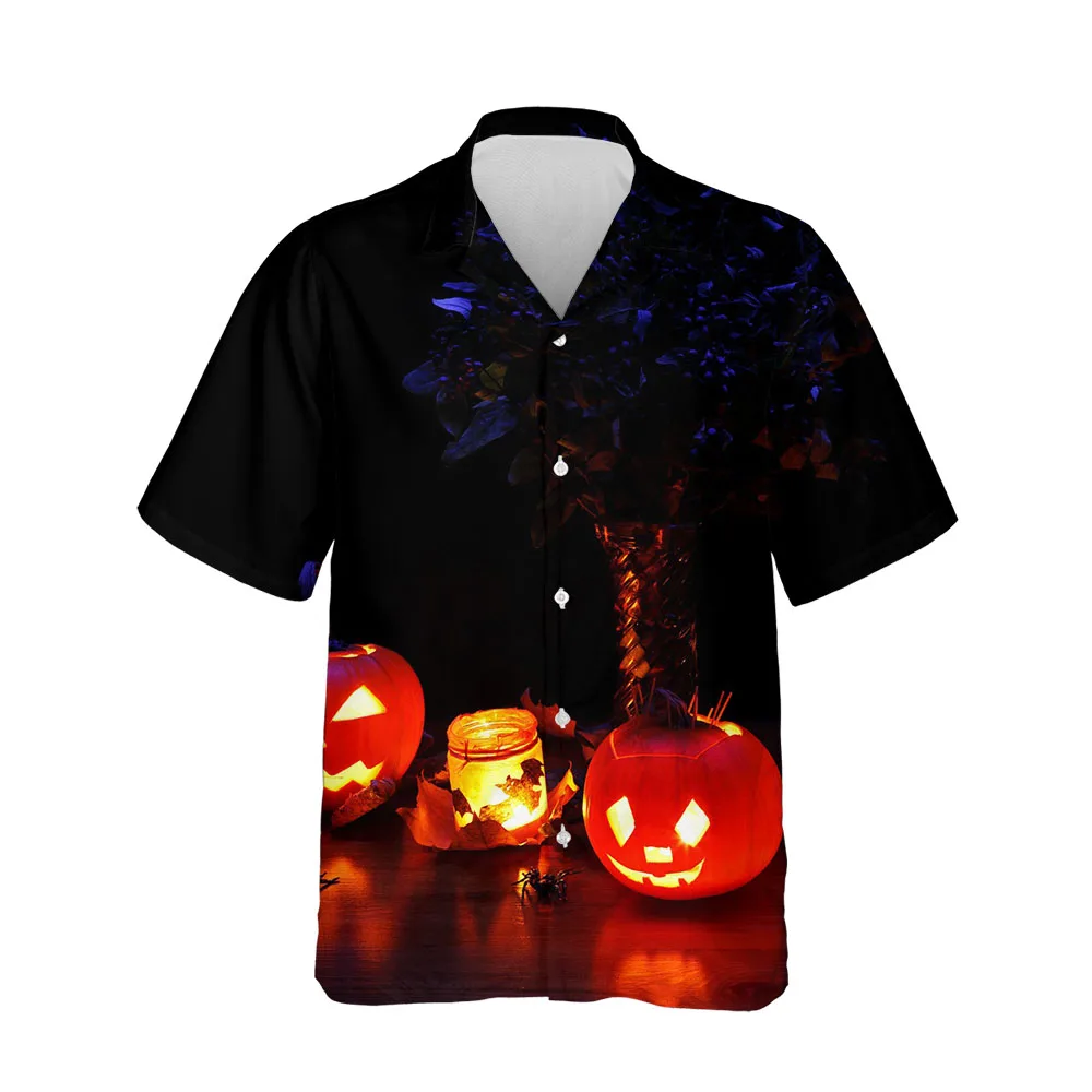 Jumeast Dark Souls Blouses Night elf Shirts For Men Halloween Clothing Hawaiian Button Up Men's Shirt Breathable Streetwear Tops our souls at night