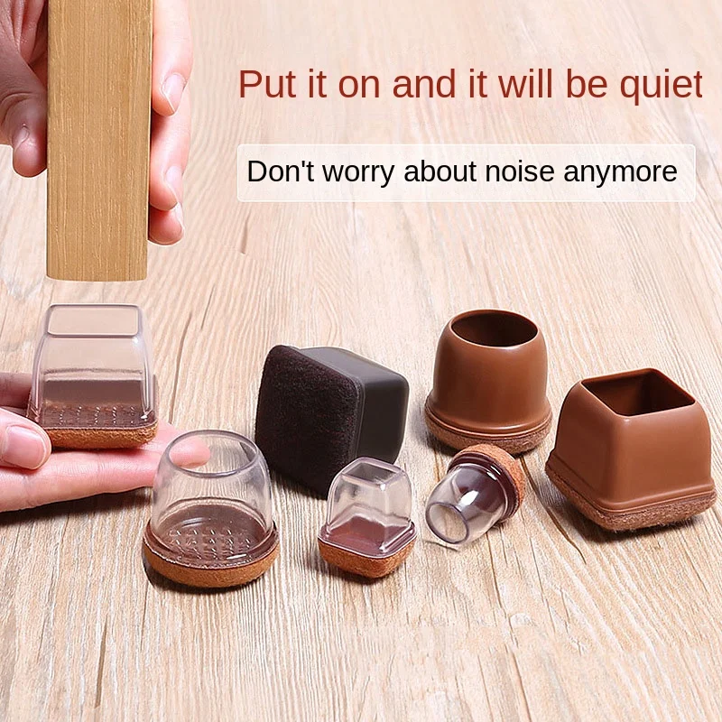 

8pcs Chair Leg Floor Protectors with Thick Wrap Felt Pads Silicone Furniture Leg Covers Black Table Feet Cups To Protect Floors