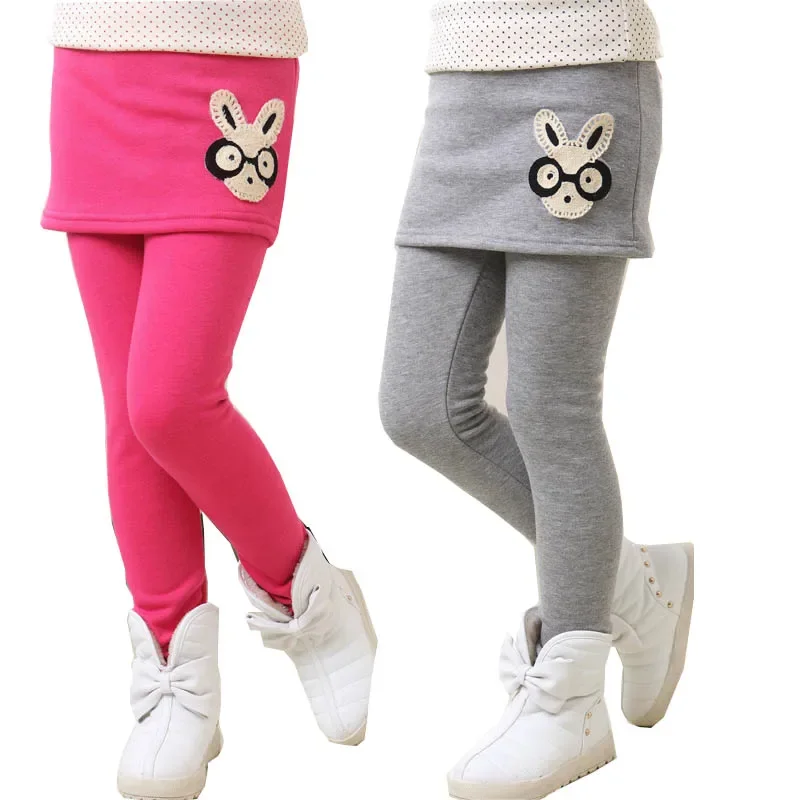 Leggings for Girls Winter Pants Kids Pants Girls Winter Leggings Fleece Warm False Two Pieces Culotte Children Divided Skirt