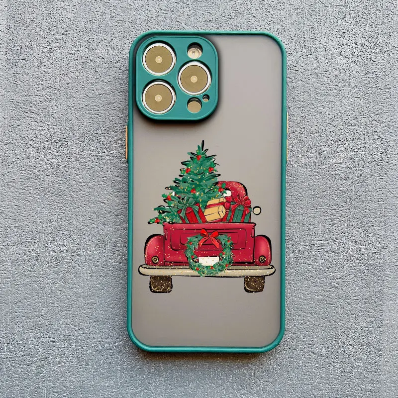 Weihnachtliche Baum- und Weihnachtsmann-Handyhülle für iPhone 17 16 15 14 13 12 11 Pro Max Mini XS XR X Plus – Stoßfeste Landschafts-Schutzhülle – Detail 8