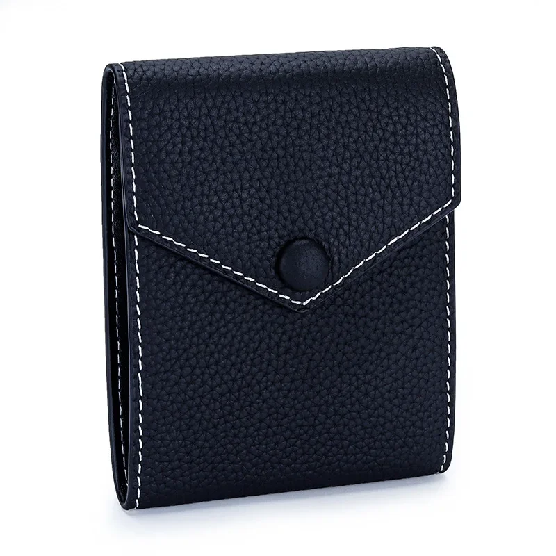 Men Wallet Genuine Leather Card Holder for Male Brand Envelope Design Credit Card Case Holder Dollar Money Clip Wallet for Women
