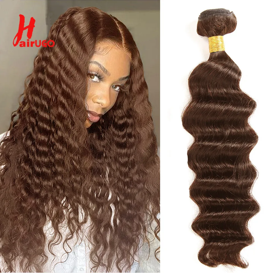 

4# Brown Deep Wave Human Hair Bundles Brazilian Hair Weaving Bundles Remy Chocolate Hair Extension Human Hair Weave HairUGo