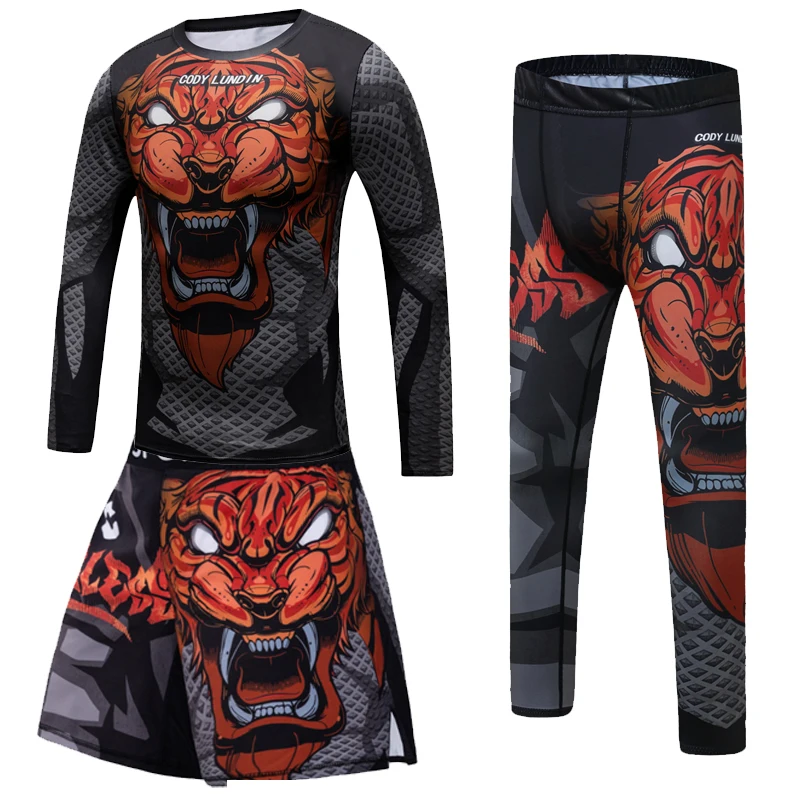 Children MMA Rashguard For Kids Jiu Jitsu T-shirt+Pant Sportsuit Boy MMA Shorts Clothing Bjj Kickboxing Jerseys Running Sets 4