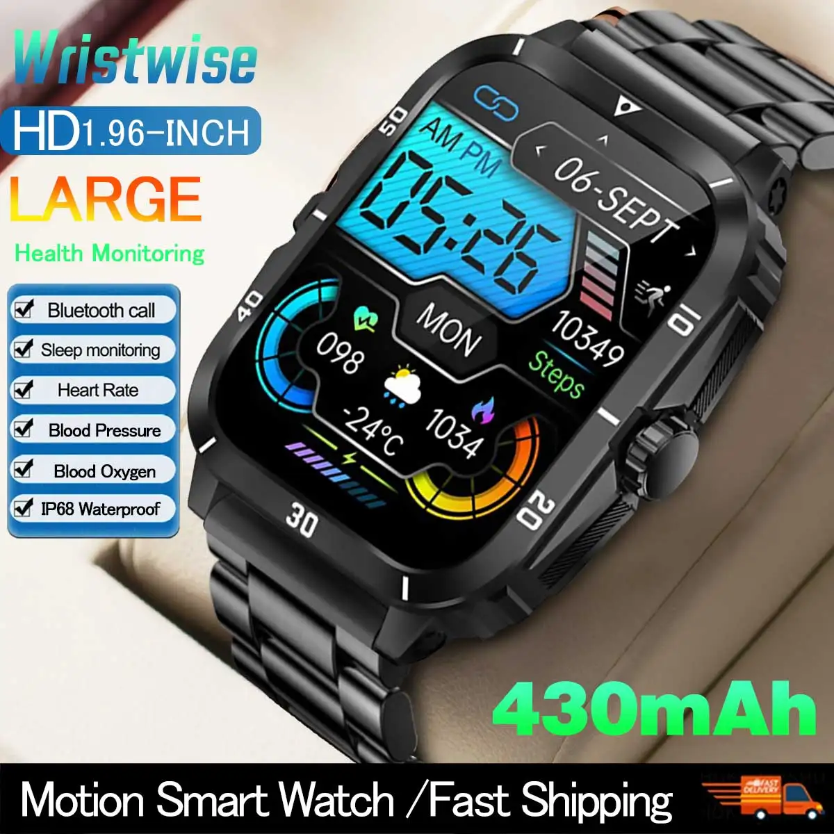 

Luxury mens watch Bluetooth Call Outdoor Three Defense Smart Watch 3ATM Waterproof Multi sport Mode Health Monitoring Men Watch