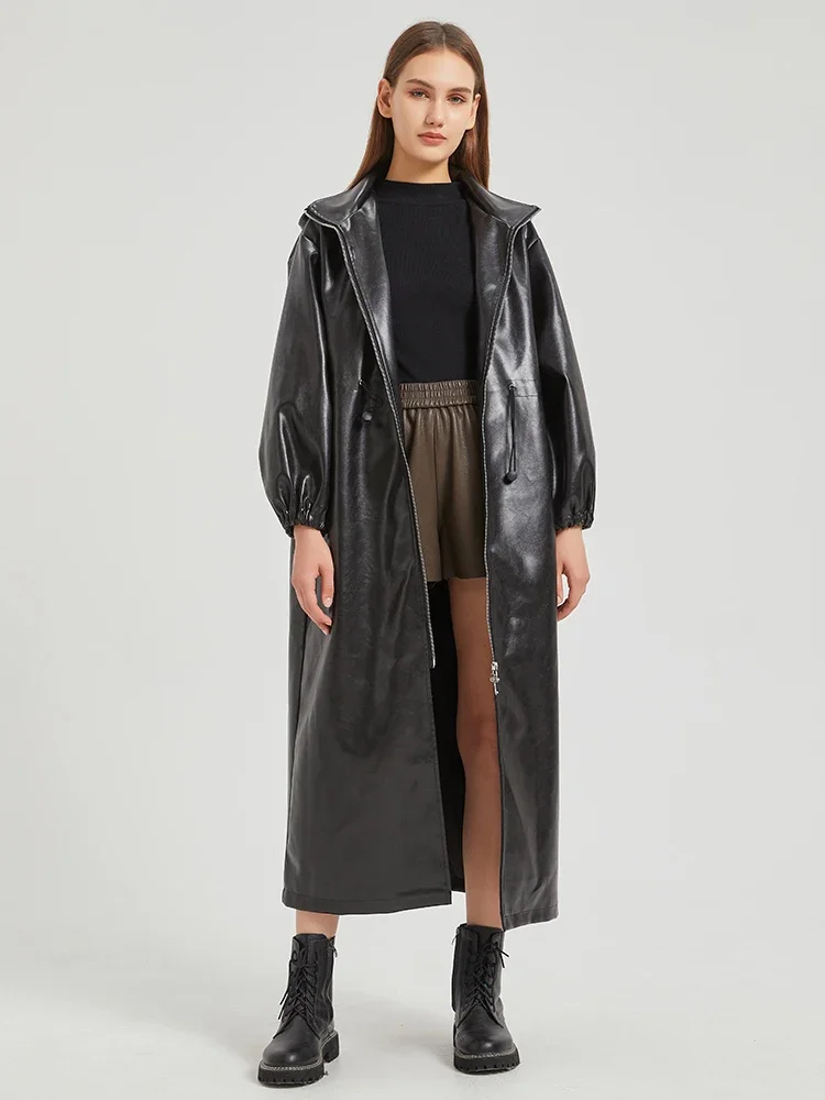 Lautaro Spring Autumn Long Waterproof Distressed Brown Pu