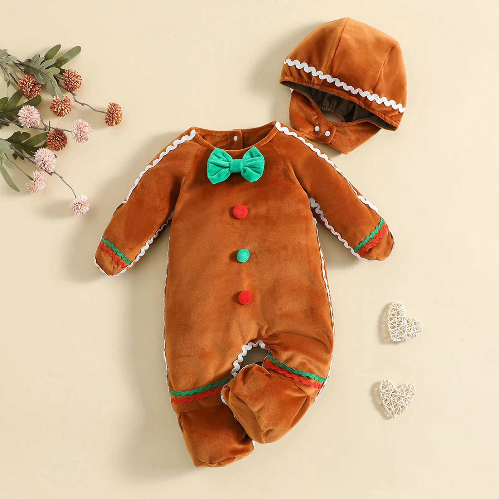 Baby Gingerbread Winter Romper 2