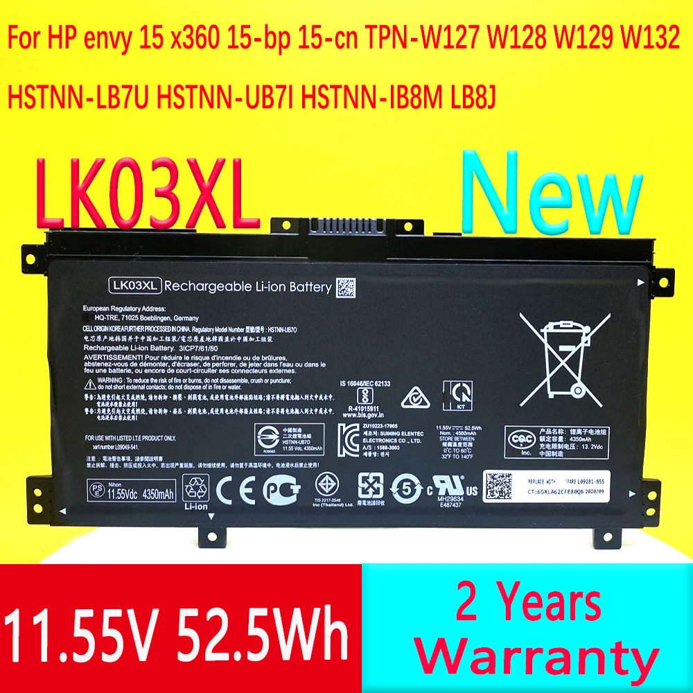 Bateria do Portátil Lk03xl Células Hstnn-ub7i Tpn-w127 W128 Lk03055xl Tpn1129 916368421 916368541 Hstnn-lb7u Novo