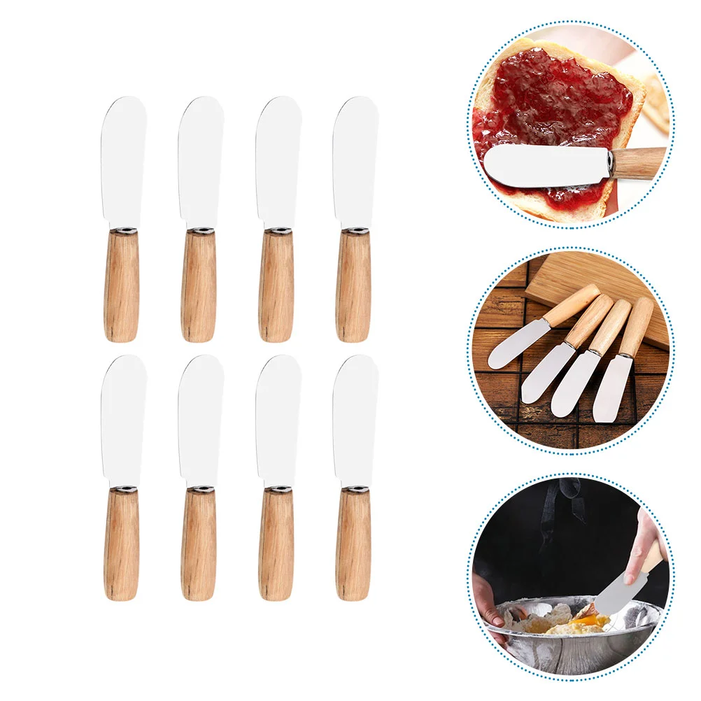 

8Pcs Spreader Set Stainless Steel with Wooden Handle Sandwich Used for Cheese Cold Butter Jam Pastry ( Assorted Color )