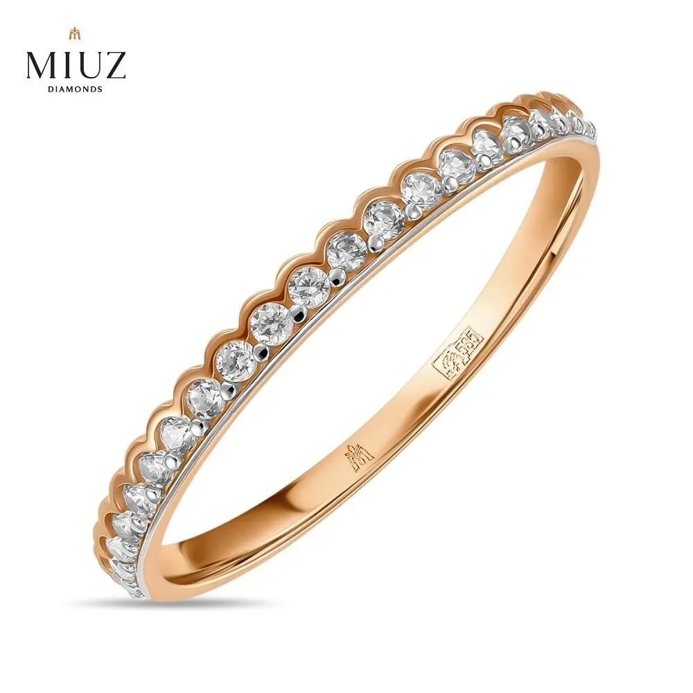 Золотое кольцо c фианитом 585 пробы MIUZ Diamonds (Московский ювелирный завод) | Украшения