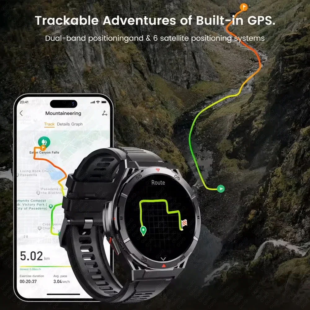2025 New Dual-Band satellite GPS SmartWatch Men 1.43'' AMOLED Screen Compass Heart Rate BT Call IP69 10ATM Waterproof SmartWatch 4