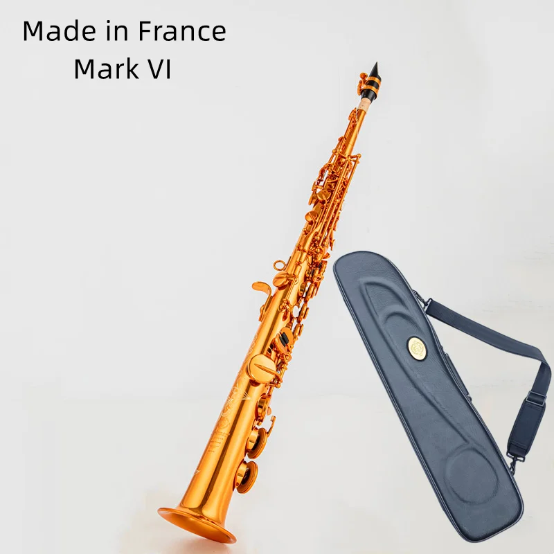 

Сделано во Франции, высококачественный Сопрано-саксофон Mark VI B-flat сопрано Sax Mark VI, мундштук тростника, шейный, кофейный цвет