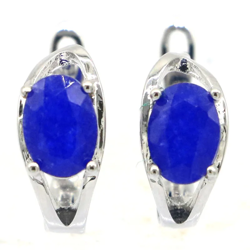 Buy 3 get 1 free 2g Customized 925 SOLID STERLING SILVER Earrings Lovely Real Blue Sapphire Ruby Emerald Fashion Jewelry Daily W