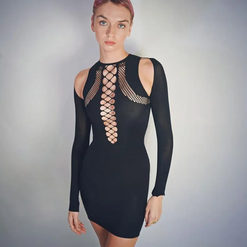 

Beach Tunics 2023 Outlet Kaftan Dress Swimsuit Swimwear Women Pareo Summer Black Hollow Out Open Shoulder Long Sleeved Cover Up