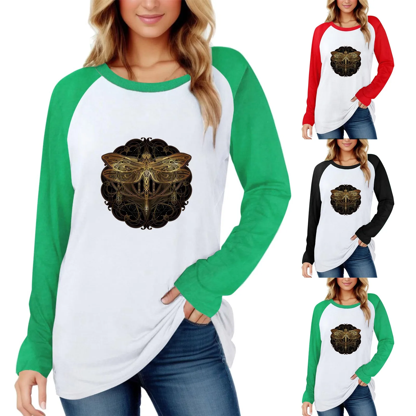 

Casual Blouse For Womens Pullover Shirts Long Sleeves Round Neck T Shirts Tunic Blouse T Layering Long Sleeve Shirts for Women