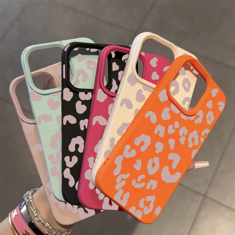 Pink Leopard Lichee Leather Pattern Phone Case - Shockproof Cover