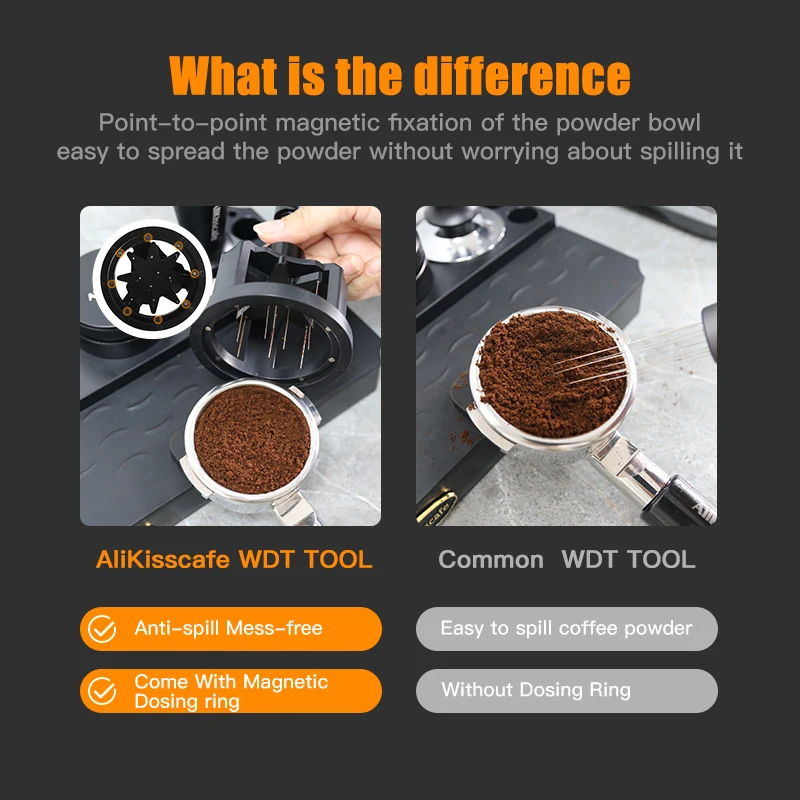 ALIKISSCAFE WDT Tools Rotary 51mm 54mm 58mm Espresso Rührer Nadel Distributor Magnetische Kaffeemaschine Zubehör Barista Werkzeuge_voghion.com