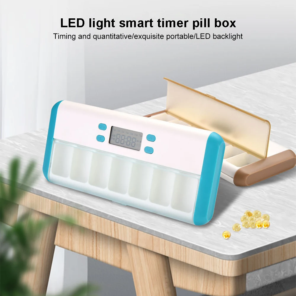 Insmart Smart Pill Organizer Electronic Timing Promemoria Storage Case Timer Pillole Settimanali Contenitore Per Farmaci Scatola Di Allarme Per Viaggi