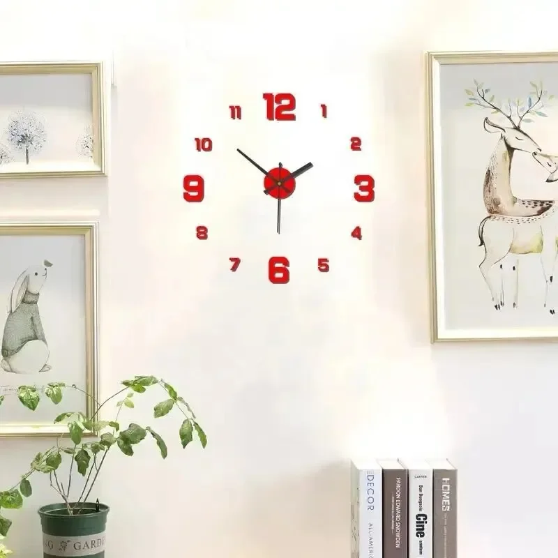 Digital Clock Living Room Large Decoration for Bedroom Garden Acrylic Mirror Sticker Watch Wall Decor Watches Clocks Led Home