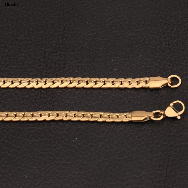 Collier latéral complet de 6mm, couleur or et argent 18K, chaîne de 8/18/20/24 pouces pour femmes et hommes, bijoux de fiançailles et de mariage à la mode