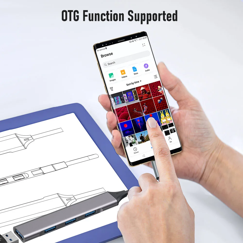 USB-концентратор FORIDA с портами USB 3,0, OTG, 4 порта USB C/A