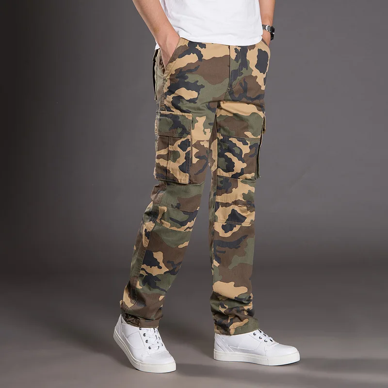 2024 New Large Pocket Loose Overalls Men's Outdoor Sports Jogging Tactical Pants Elastic Waist Pure Cotton Casual Work Pants 5